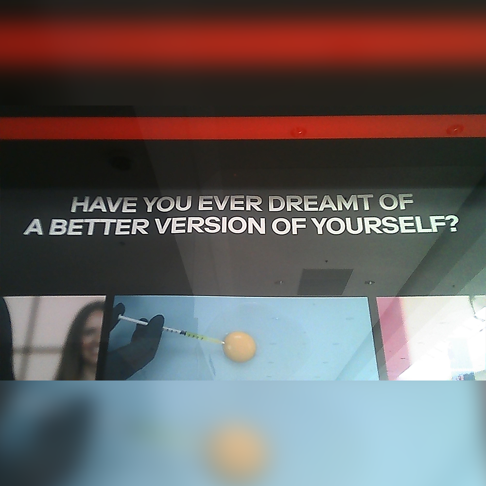 Bold text on a modern display asks, 'Have you ever dreamt of a better version of yourself?' set against a sleek background, inspiring self-improvement and transformation.