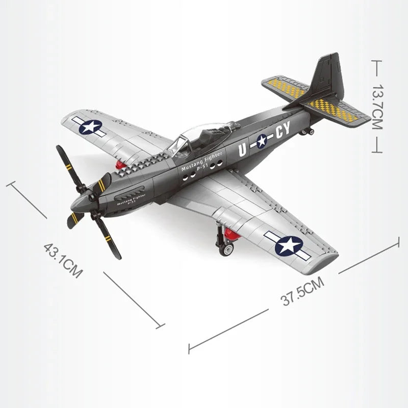 P51 Mustang Fighter Bricks | 258 Pieces