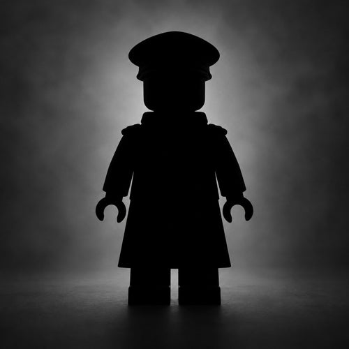 Mystery Soldier: the silhouette of a toy brick German army officer, who comes free with the set