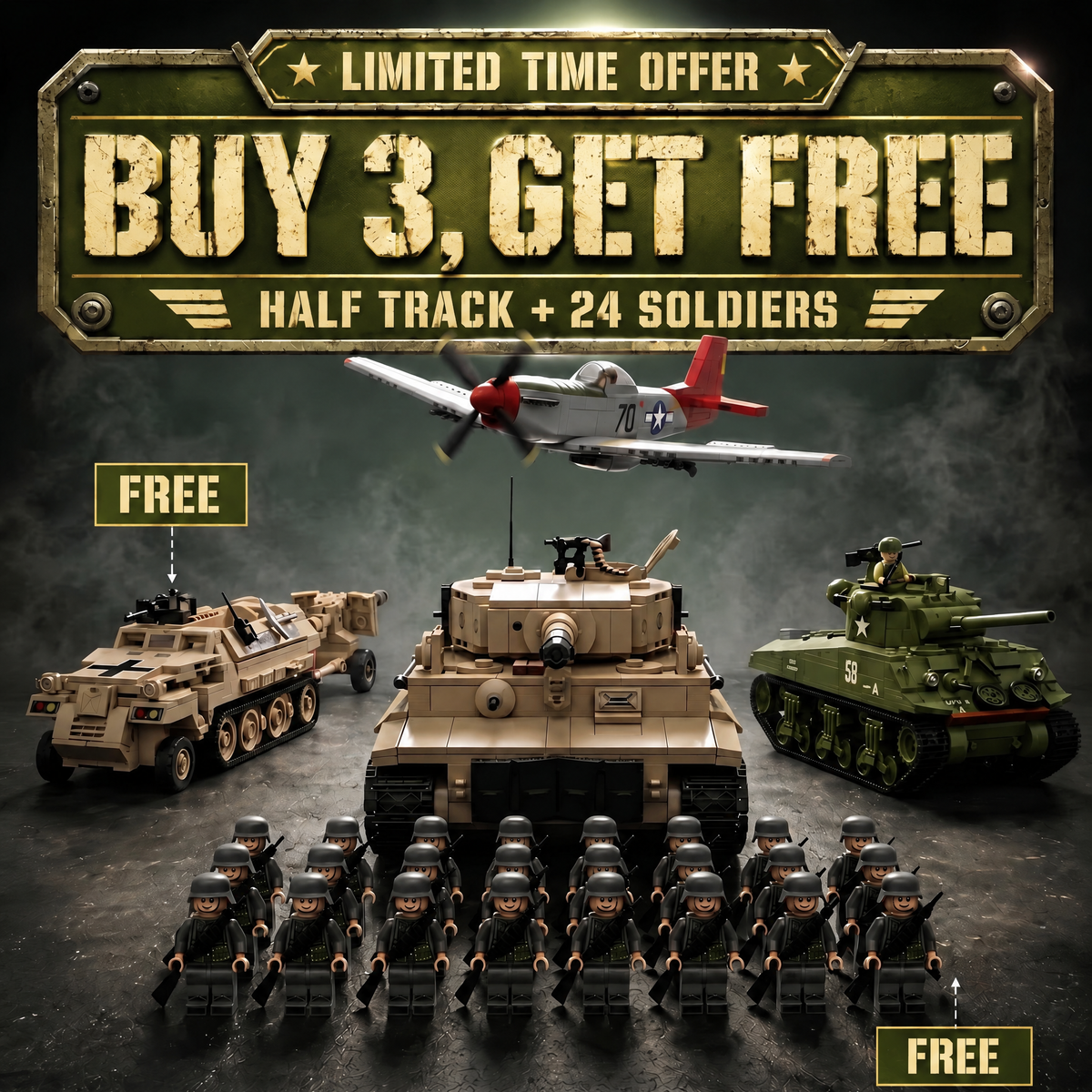 Buy 3, get free half track plus 24 soldiers offer
