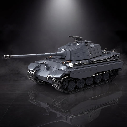 Tiger II brick set, hero on a dark display