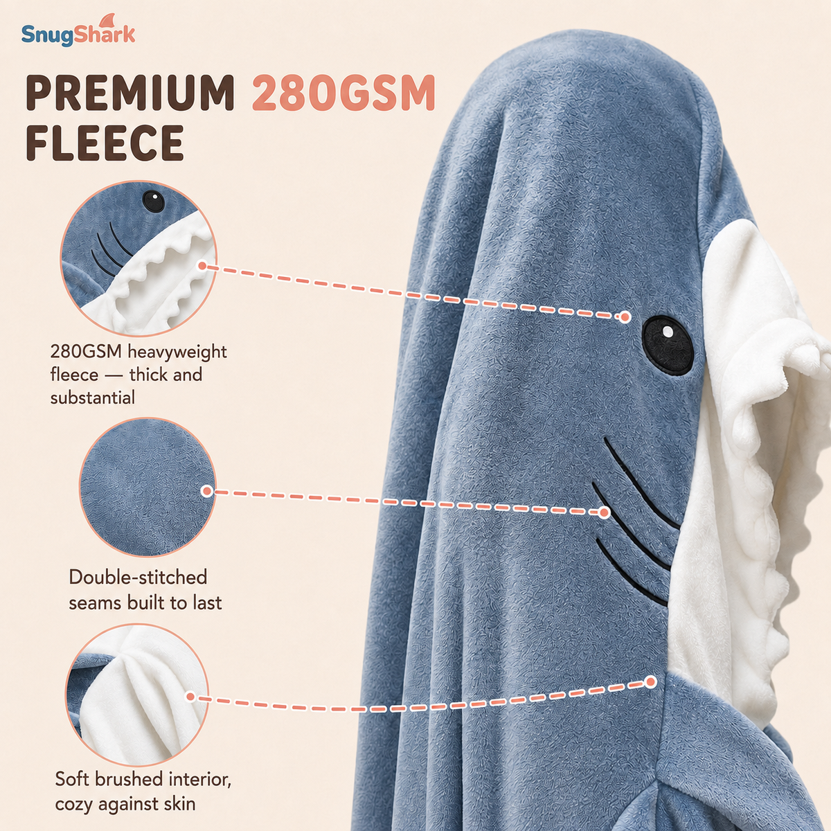 SnugShark™ Wearable Hooded Blanket