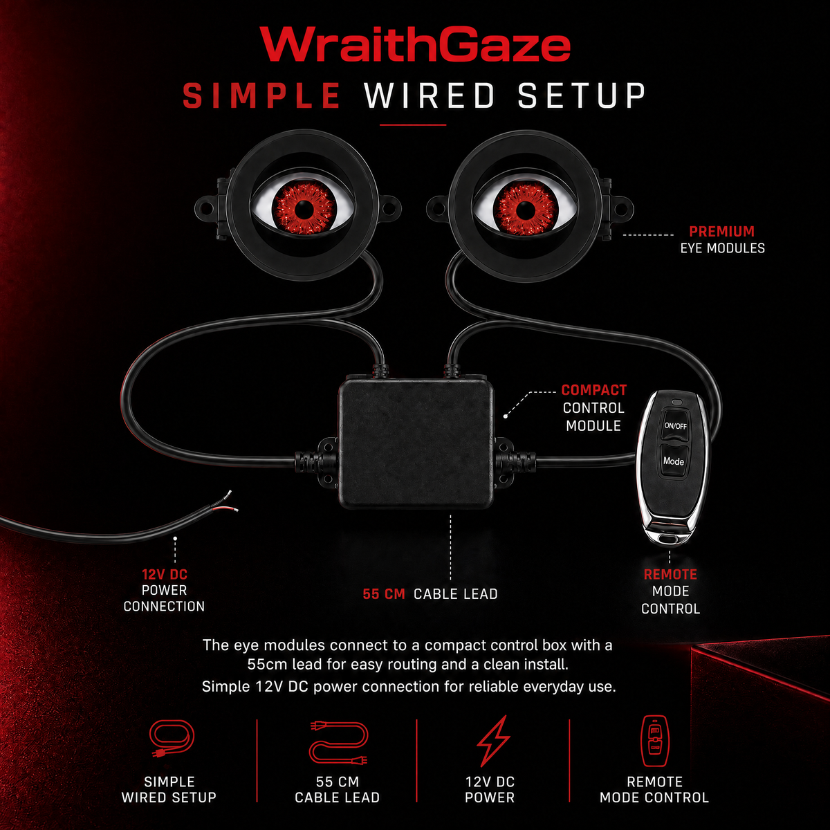 WraithGaze™ Animated Eyes – 3" Universal LED Lights