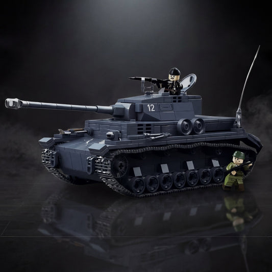 Panzer IV Ausf G brick set on a dark display