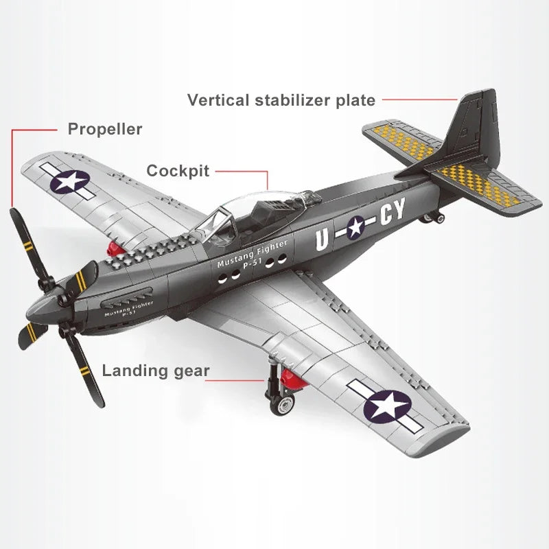 P51 Mustang Fighter Bricks | 258 Pieces