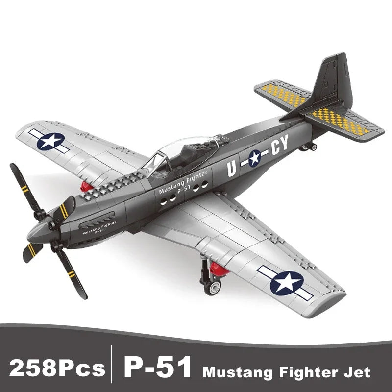 P51 Mustang Fighter Bricks | 258 Pieces