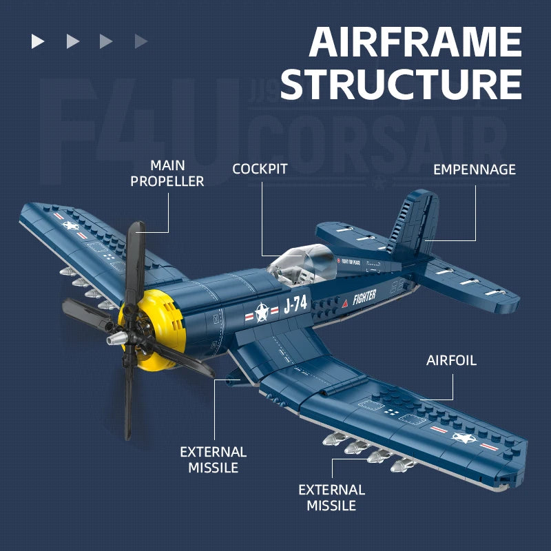 F4U Corsair Fighter Bricks | 767 Pieces