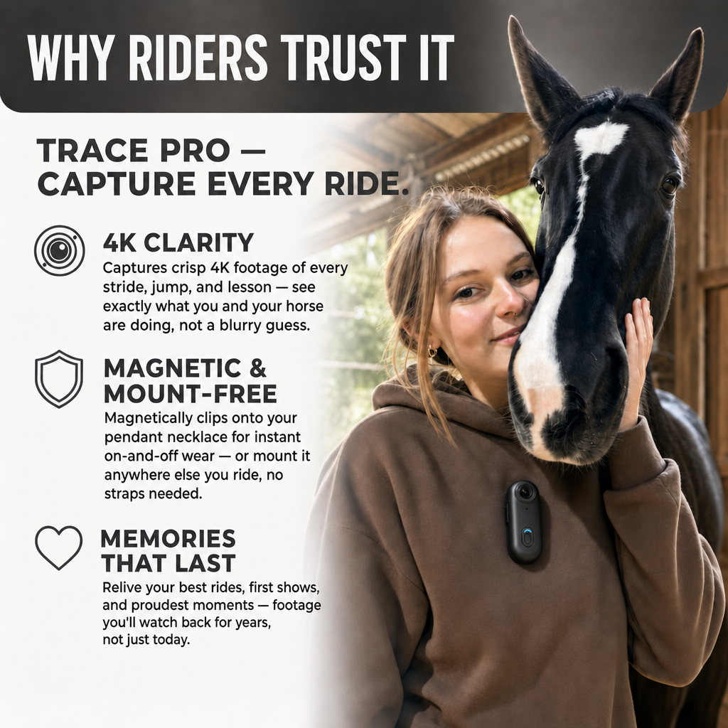 TRACE™ Pro 4K Riding Camera — Hands-Free Magnetic Wear So You Never Miss The Moment