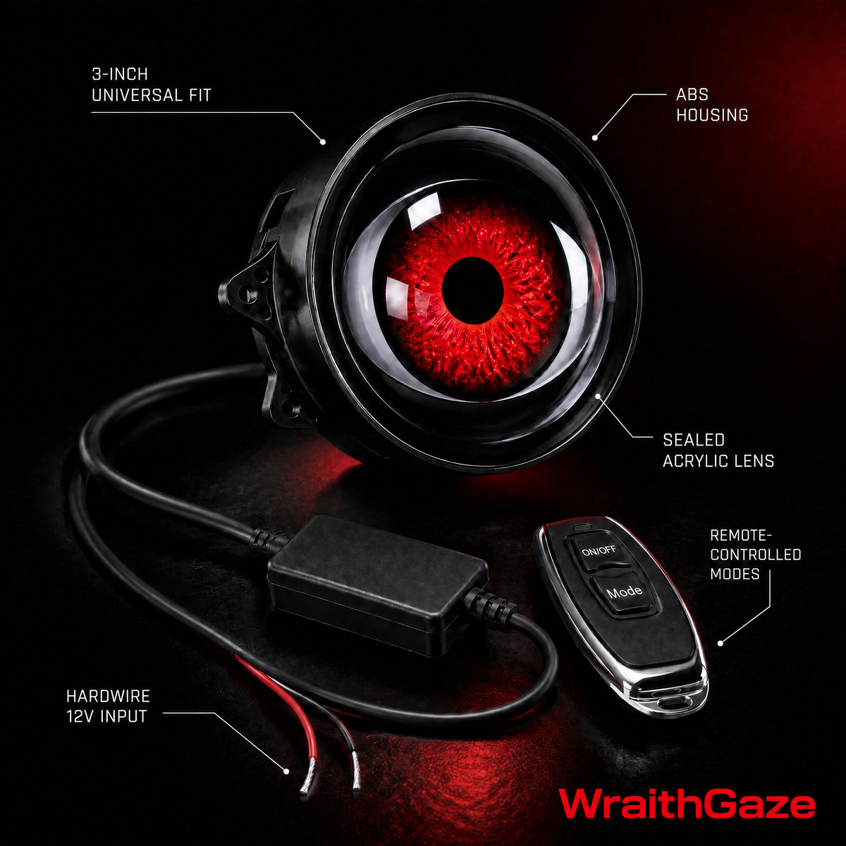 WraithGaze™ Animated Eyes – 3" Universal LED Lights