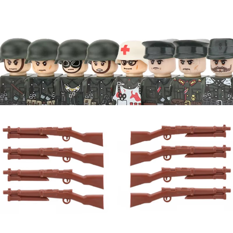 Military Army Soldier Figures Building Blocks WW2 German Medical Corps Zombie Infantry Weapons Helmet Mini Bricks Kids Toys