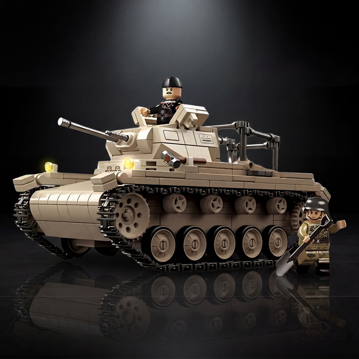 Panzer II brick set, the finished Panzer II on display