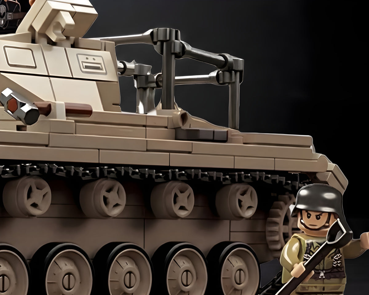 Panzer II brick set, a close-up of the build